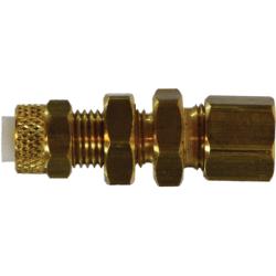 Poly - Flo¬® 20333 Bulkhead Union, 1/4 in Tube OD x 1/4 in Compression, Brass - GetHydraulics.com