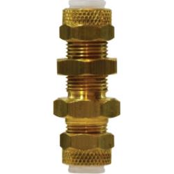 Poly - Flo¬® 20338 Bulkhead Union, 5/16 in Tube OD x 5/16 in Tube OD, Brass - GetHydraulics.com