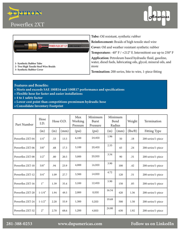 Powerflex2XT - 10 DNP Americas Hydraulic Hose - GetHydraulics.com