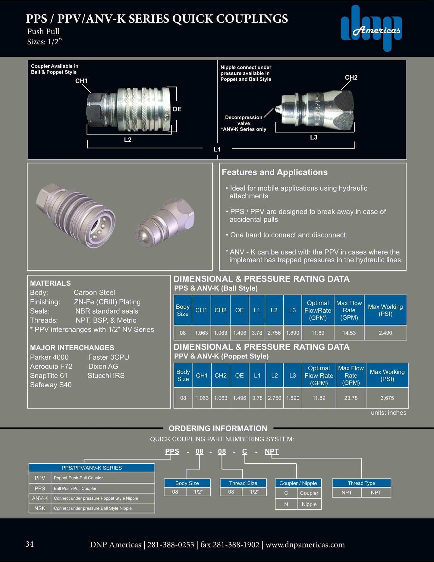 PPV - 08 - 08C - SAE DNP Americas Quick Coupling - GetHydraulics.com