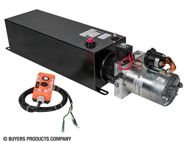 PU303LRS 3 - Way DC Power Unit - Electric Controls Horizontal 3 Gallon Steel Reservoir - GetHydraulics