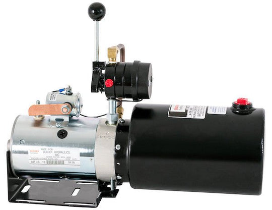 PU310LR 4 - Way DC Power Unit - Manual Controls Horizontal 2.20 Gallon Reservoir - GetHydraulics