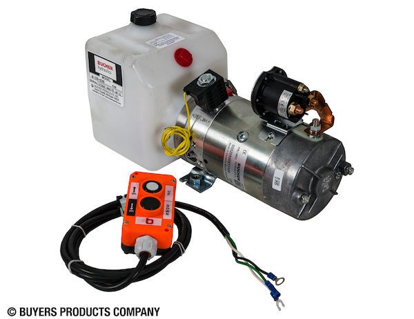 PU319 3 - Way DC Power Unit - Electric Controls Horizontal 0.75 Gallon Poly Reservoir - GetHydraulics