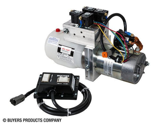 PU3593 4 - Way/3 - Way DC Power Unit - Electric Controls Horizontal 0.32 Gallon Reservoir - GetHydraulics