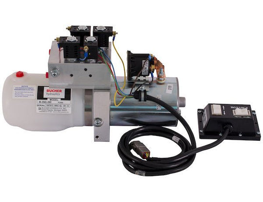 PU3593A Buyers 4 - Way/3 - Way DC Power Unit - Electric Controls Horizontal 0.32 Gallon Reservoir - GetHydraulics