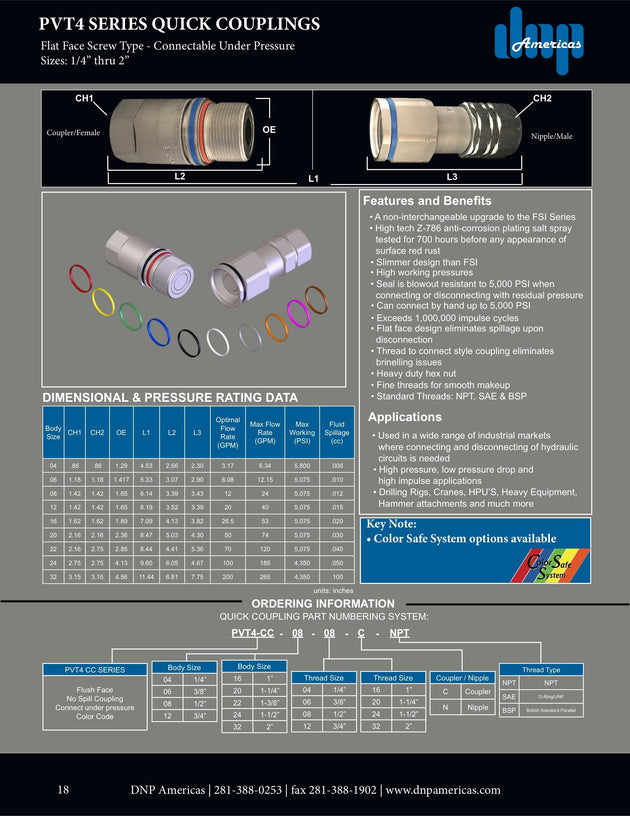 PVT4 - SL - CC - 12 - 12N - NPT DNP Americas Quick Coupling - GetHydraulics.com