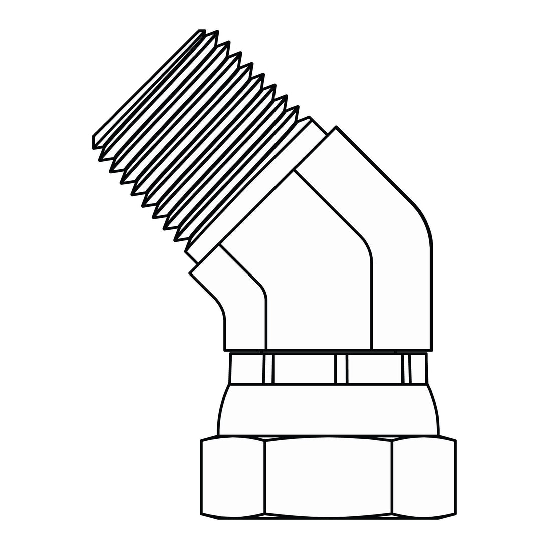 SS - 1503 - 06 - 06 - FG Pipe to Pipe Swivel Elbow 45 - GetHydraulics.com