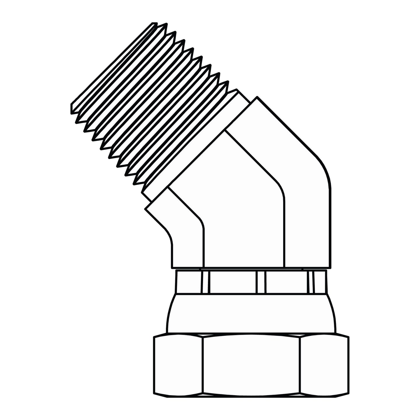SS - 1503 - 06 - 06 - FG Pipe to Pipe Swivel Elbow 45 - GetHydraulics.com