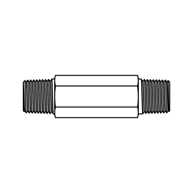 SS - 5404 - L - 04 - 04 - 2.5 - FG Long Hex Pipe Nipple - GetHydraulics.com