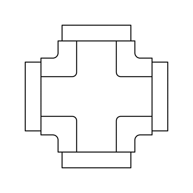 SS - 5652 - 02 - 02 - 02 - 02 - FG Pipe Cross - GetHydraulics.com