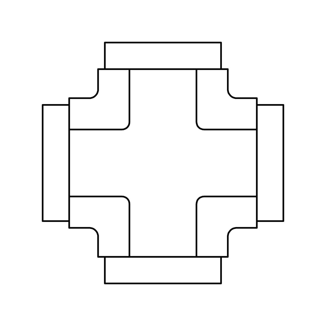 SS - 5652 - 04 - 04 - 04 - 04 - FG Pipe Cross - GetHydraulics.com