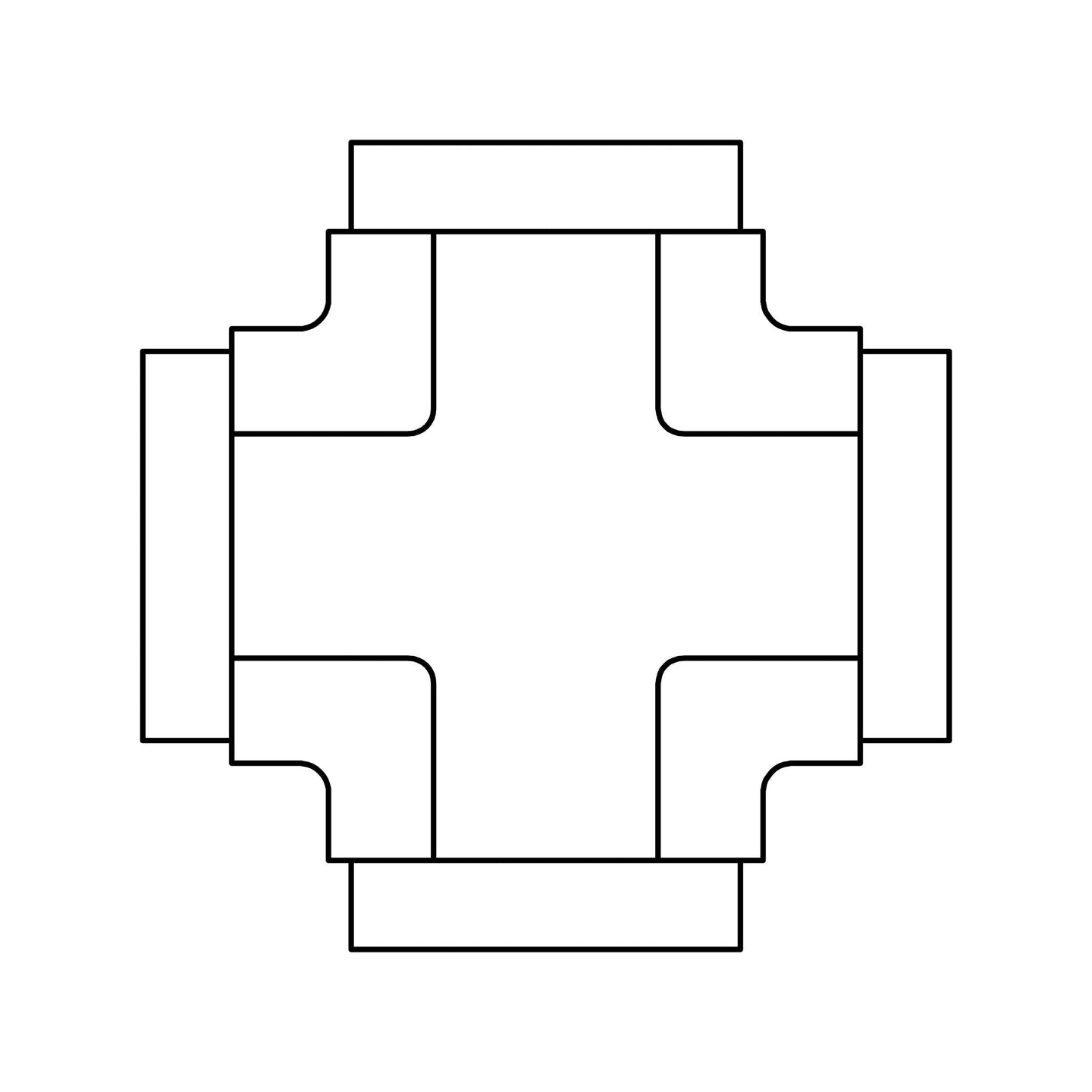 SS - 5652 - 04 - 04 - 04 - 04 - FG Pipe Cross - GetHydraulics.com