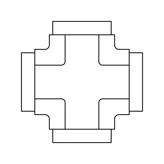 SS - 5652 - 04 - 04 - 04 - 04 - FG Pipe Cross - GetHydraulics.com