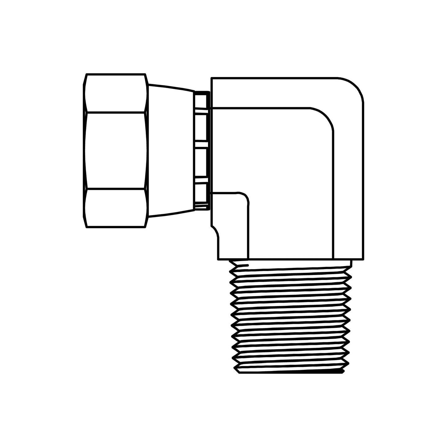 SS - 6501 - 24 - 24 - FG JIC Swivel to Pipe Elbow 90° - GetHydraulics
