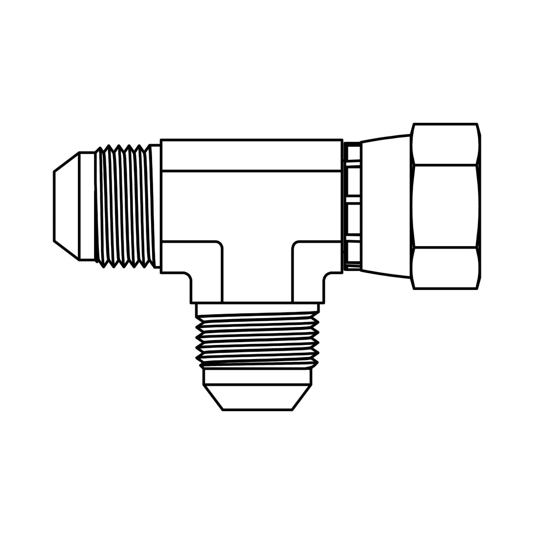 SS - 6602 - 24 - 24 - 24 - FG JIC Swivel Run Tee - GetHydraulics