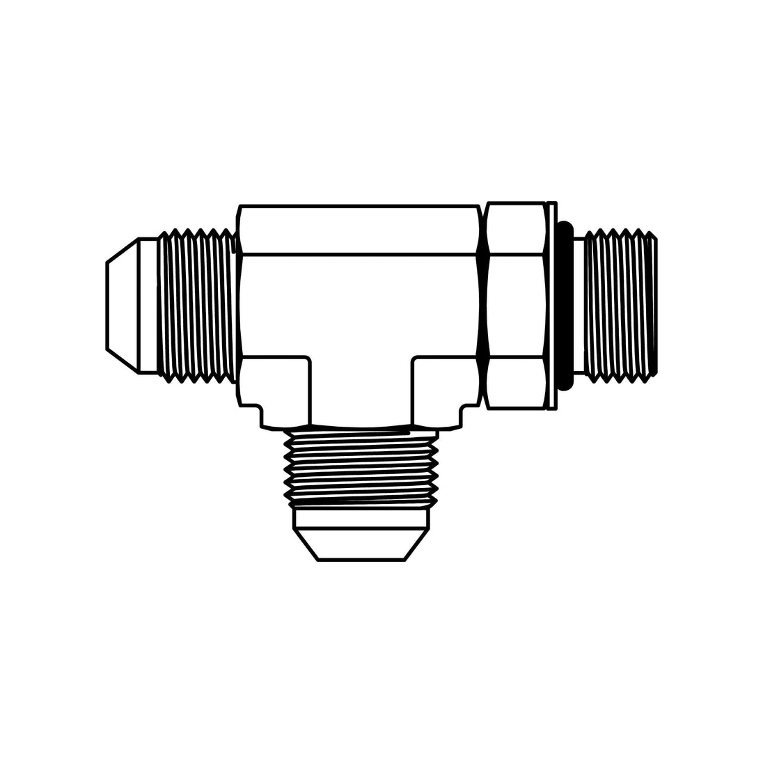 SS - 6804 - 08 - 08 - 08 - FG JIC to O-Ring Run Tee - GetHydraulics.com