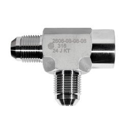 SS2606 - 04 - 04 - 04 Run Tee, 1/4 - in Male JIC x 1/4 - in Female NPTF x 1/4 - in Male JIC, Stainless Steel - GetHydraulics.com