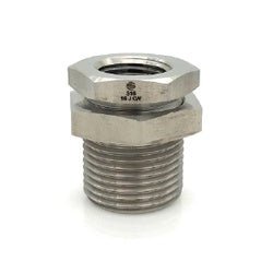 SS2707 - 06 - 06 Bulkhead Union, 3/8 - in Female NPT x 3/8 - in Female NPT, 316 Stainless Steel - GetHydraulics.com