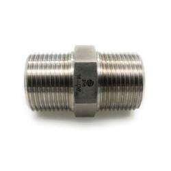SS5404 - 08 - 06 Reducing Hex Nipple, 1/2 in MNPT x 3/8 in MNPT, 1.7 in L, Stainless Steel - GetHydraulics.com