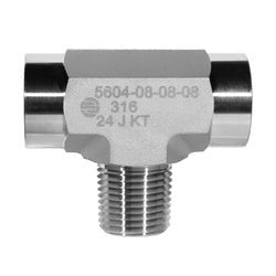 SS5604 - 04 - 04 - 04 Pipe Tee, 1/4 - in Female NPTF x 1/4 - in Female NPTF x 1/4 - in Male NPTF - GetHydraulics.com
