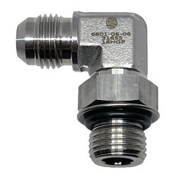 SS6801 - 06 - 10 90 - deg Elbow, 3/8 - in Male JIC x 5/8 - in Male Adjustable O-Ring Boss, Stainless Steel - GetHydraulics.com