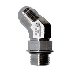 SS6802 - 12 - 12 45 - deg Elbow, 3/4 - in Male JIC x 3/4 - in Male Adjustable O-Ring Boss, Stainless Steel - GetHydraulics.com