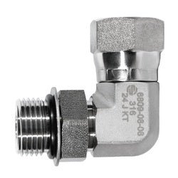SS6809 - 04 - 04 90 - deg Elbow, 1/4 - in Male Adjustable ORB x 1/4 - in Female JIC Swivel, Stainless Steel - GetHydraulics.com