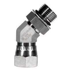 SS6810 - 04 - 04 45 - deg Elbow, 1/4 - in Male Adjustable ORB x 1/4 - in Female JIC Swivel, Stainless Steel - GetHydraulics.com