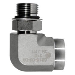 SS6815 - 04 - 04 90 - deg Elbow, 1/4 - in Male Adjustable ORB x 1/4 - in Female ORB, Stainless Steel - GetHydraulics.com