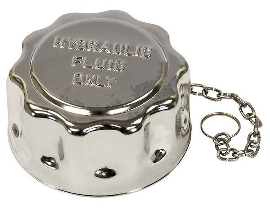 TFA005715L Chrome Filler - Strainer Breather Cap Assembly With Locking Tab - GetHydraulics