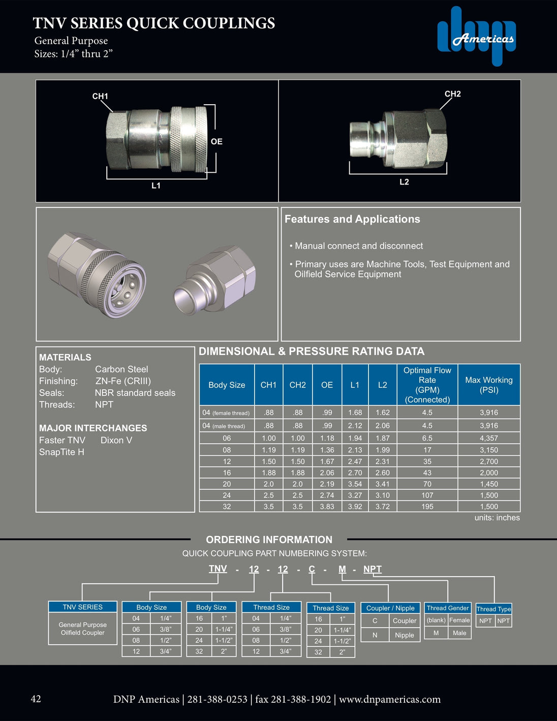 TNV - 16 - 16C DNP Americas Quick Coupling - GetHydraulics.com