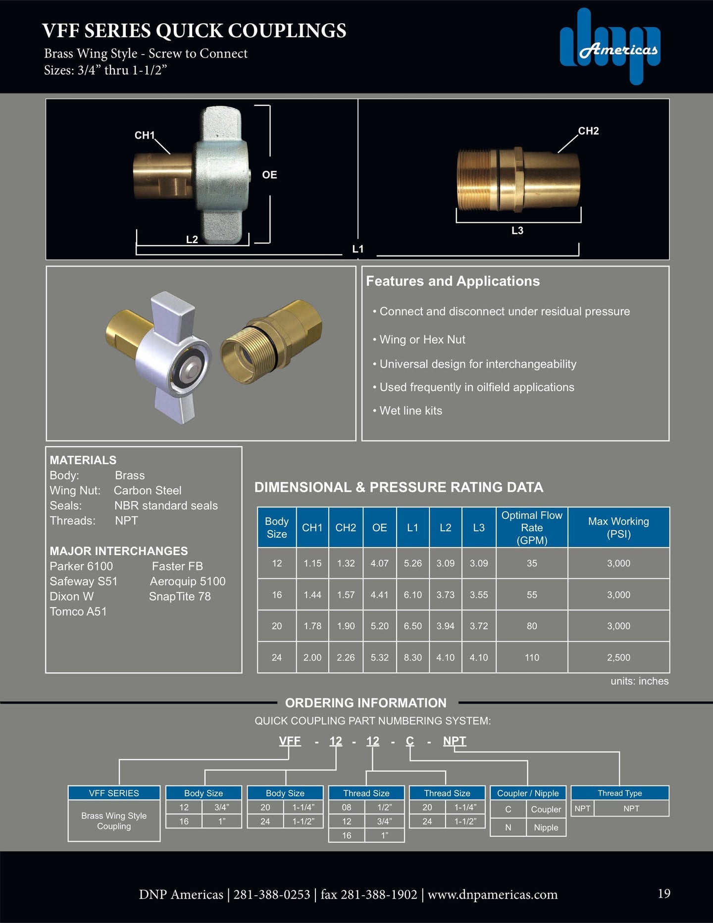 VFF - 12 - 08C - NPT - Hex DNP Americas Quick Coupling - GetHydraulics.com
