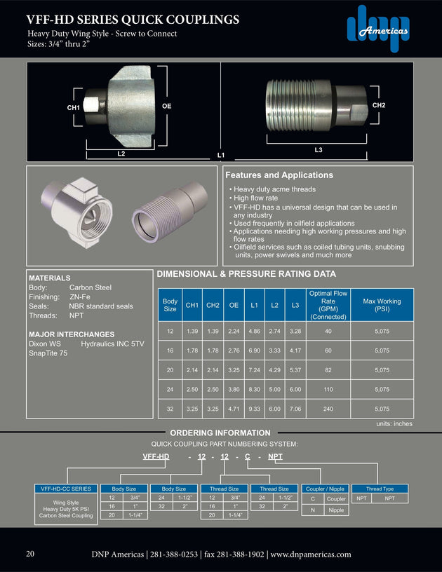 VFF - HD - 16 - 16C - SAE DNP Americas Quick Coupling - GetHydraulics.com